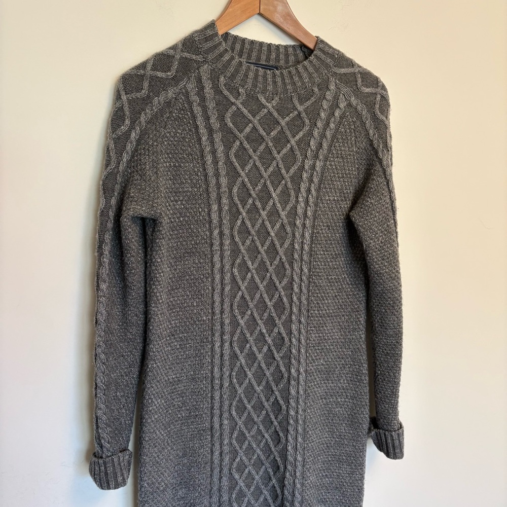 Kiel James Patrick Gray Cable Knit Sweater Dress Small – Classic Preppy Winter S - Picture 9 of 10